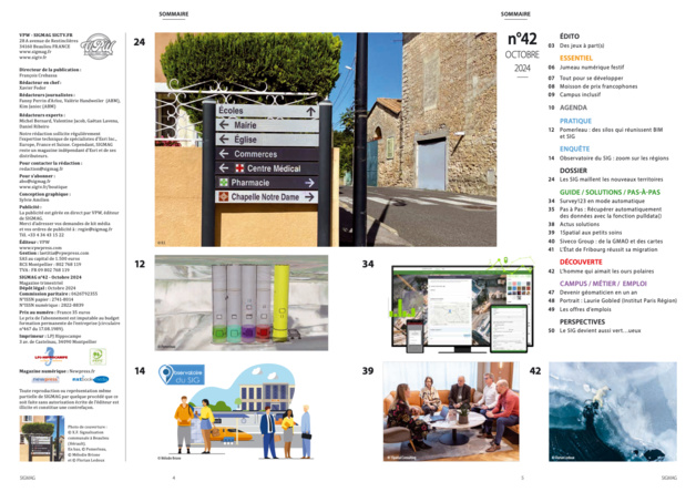 Dossier "les SIG maillent les nouveaux territoires" et l'Observatoire de SIG sur les Régions sont au sommaire de SIGMAG n°42